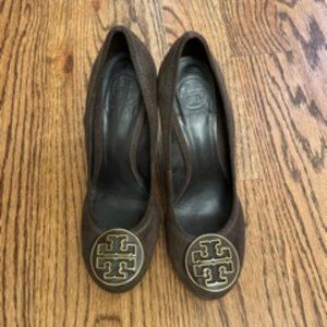 Tory Burch Brown Suede Wedge Shoes